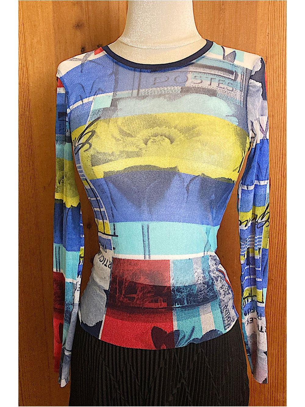 Kenzo Jeans Vintage Abstract Print Mesh Top